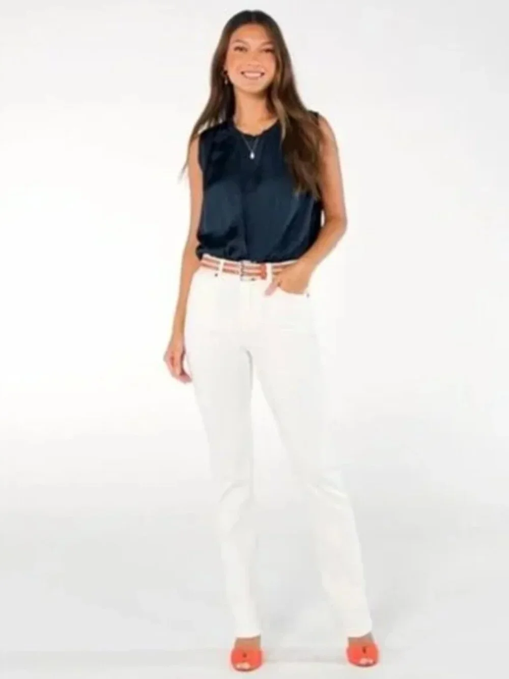CAbi 5th Avenue Jean White High Rise Stretch Flare Size 10 Style 6285L - Picture 6 of 16